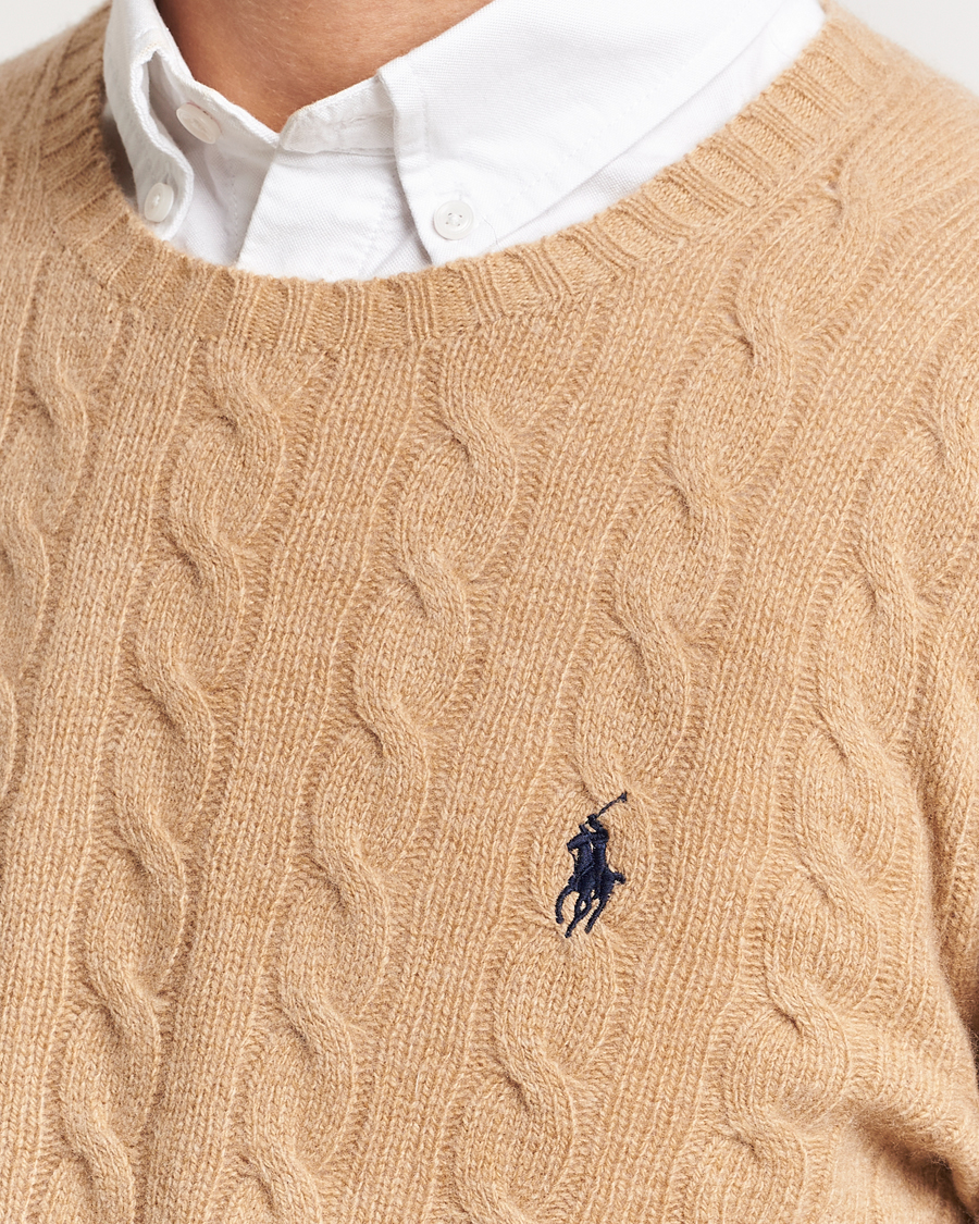 Herre | Trøjer | Polo Ralph Lauren | Wool/Cashmere Cable Crew Neck Camel Melange