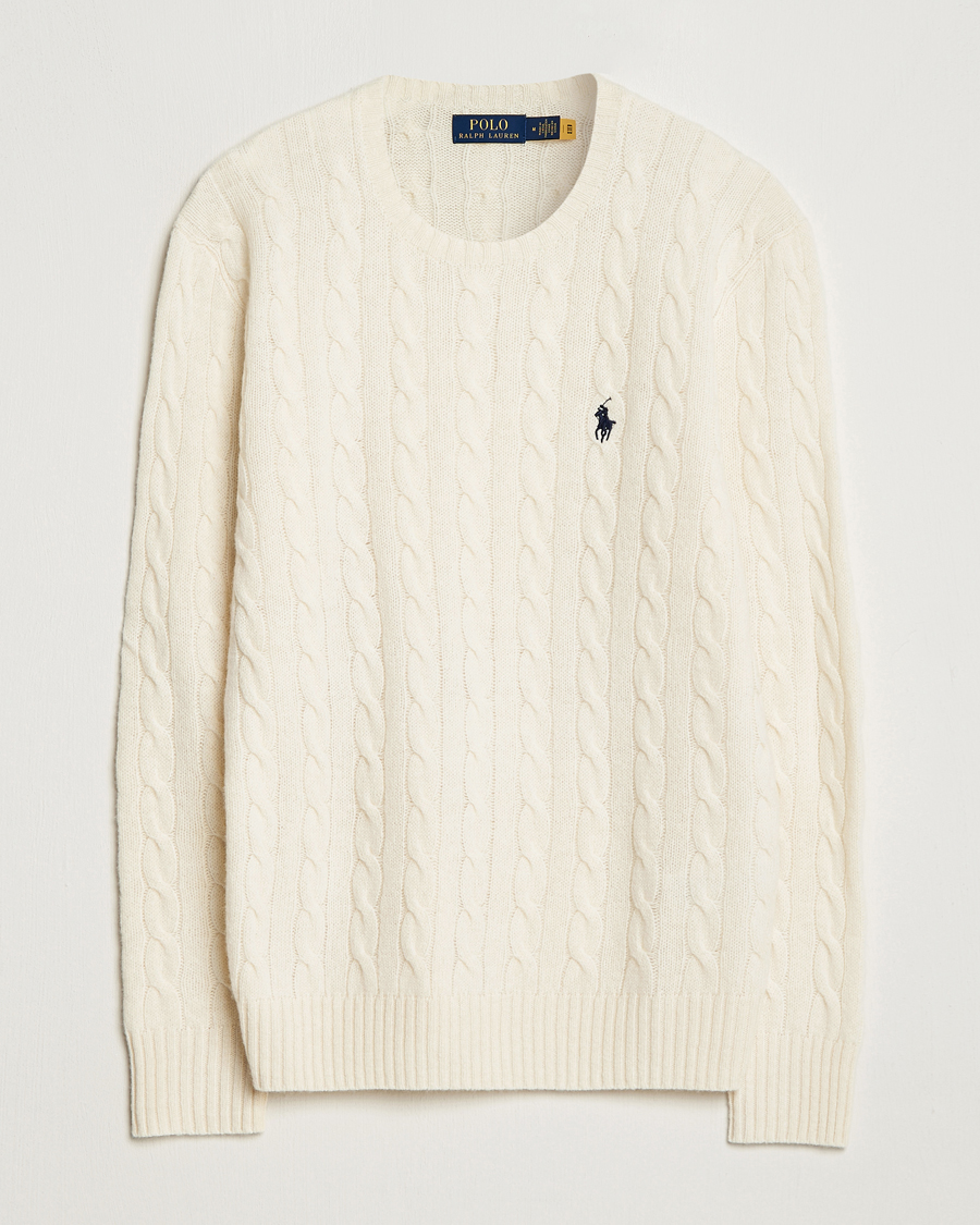 Herre | Trøjer | Polo Ralph Lauren | Wool/Cashmere Cable Crew Neck Pullover Andover Cream
