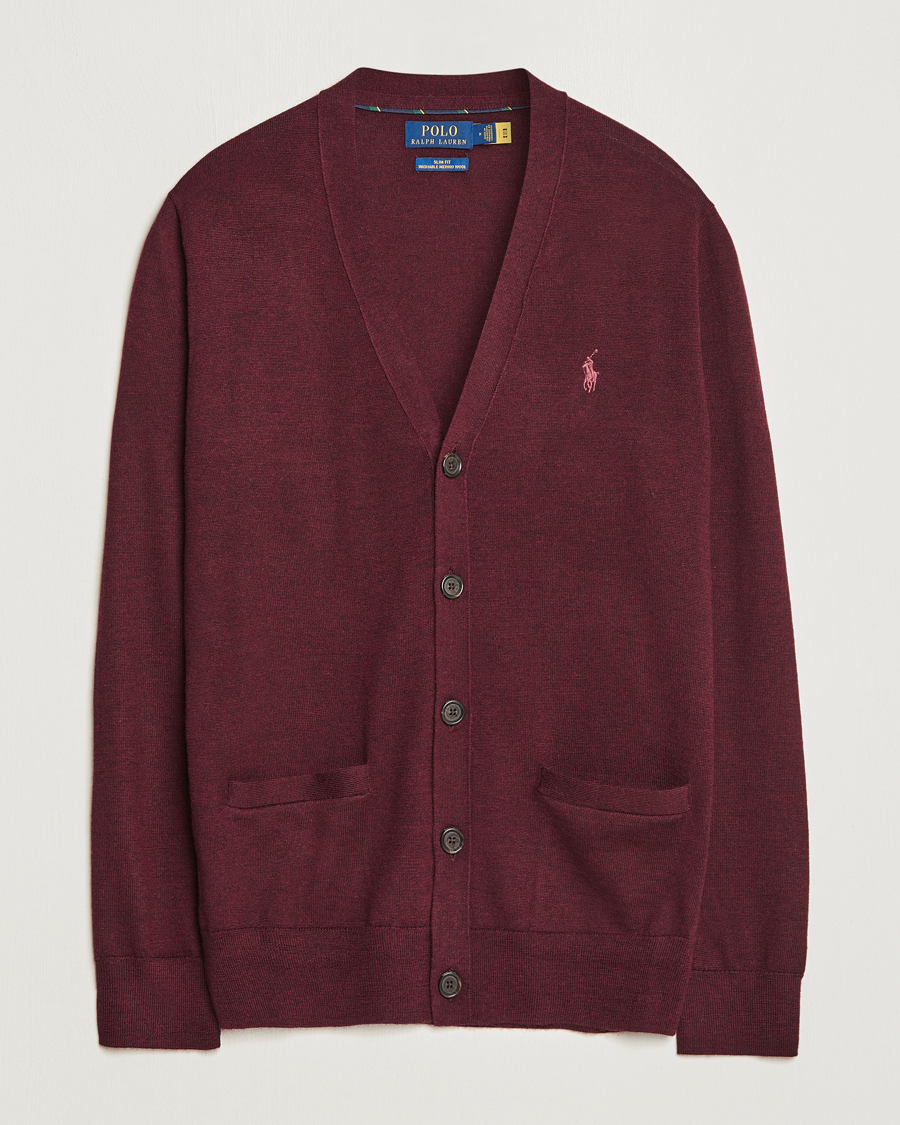 Herre | Trøjer | Polo Ralph Lauren | Merino Knitted Cardigan Aged Wine Heather