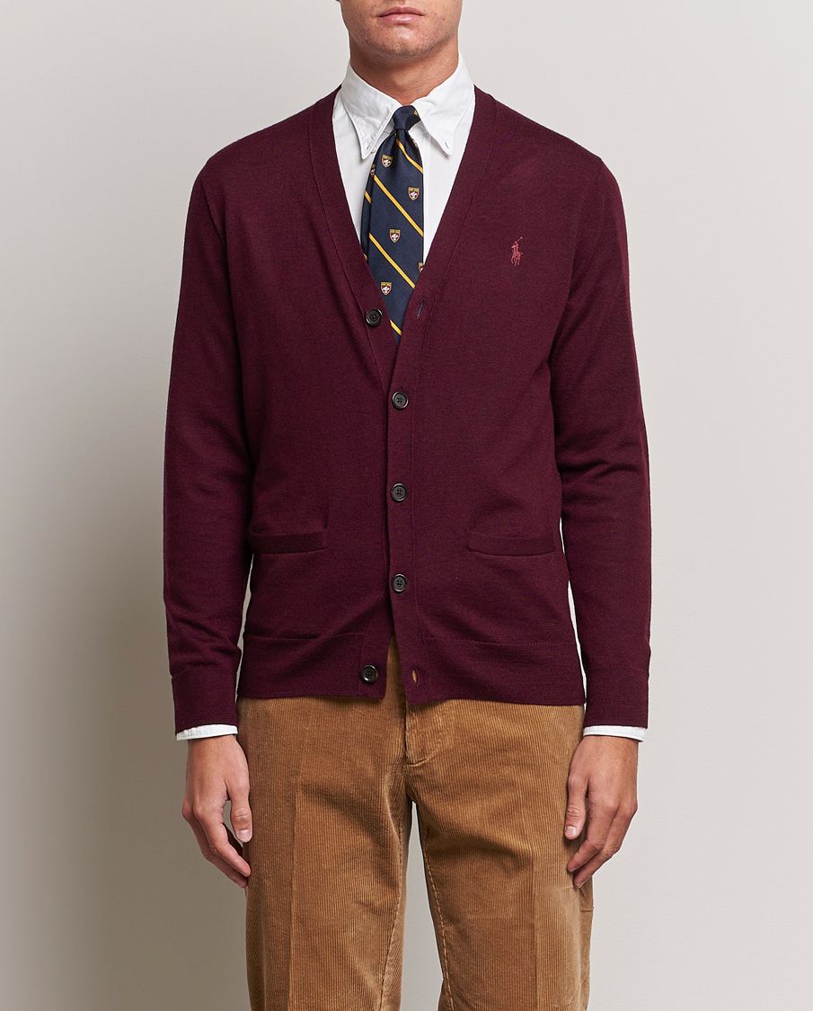 Herre | Trøjer | Polo Ralph Lauren | Merino Knitted Cardigan Aged Wine Heather