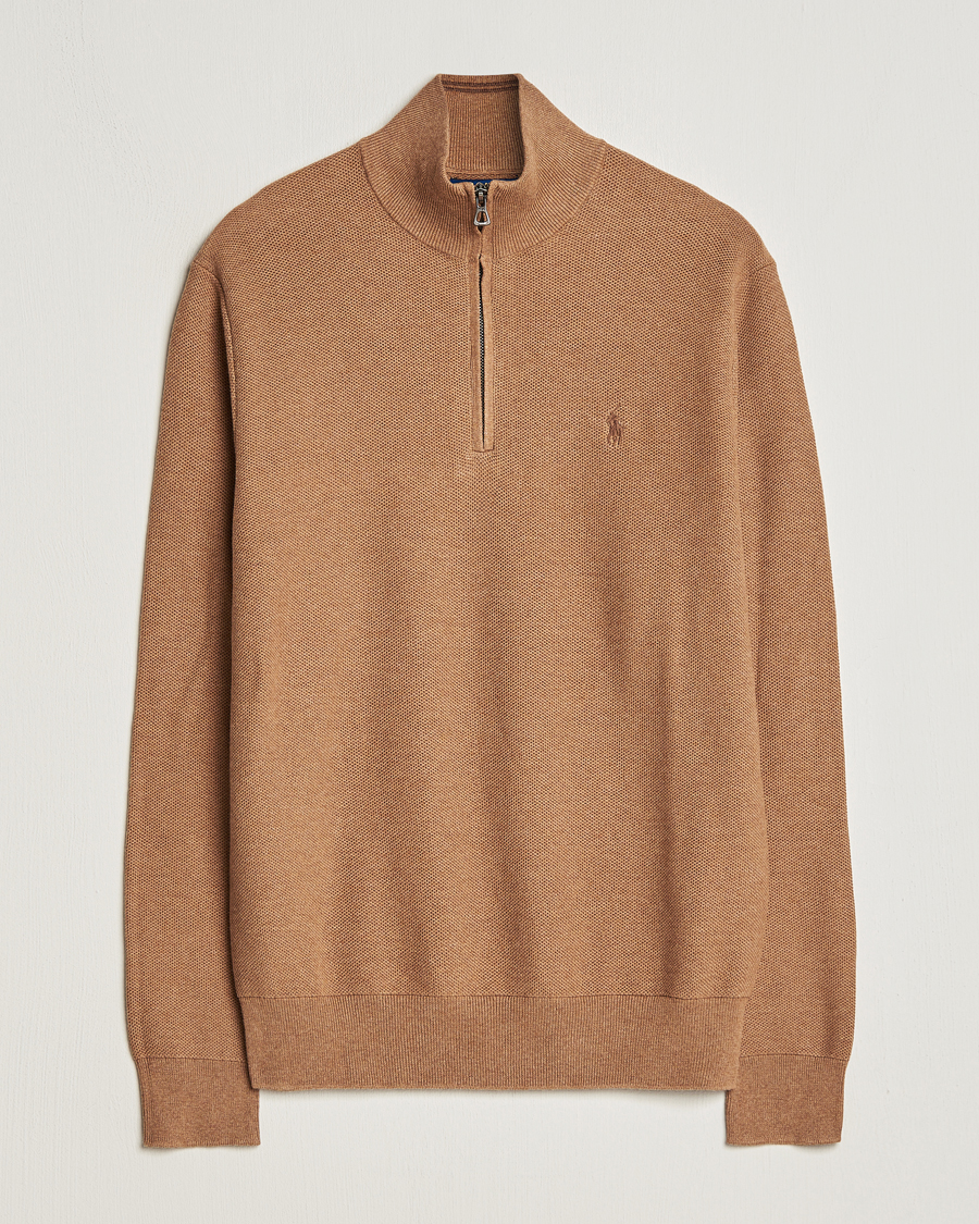 Herre | Trøjer | Polo Ralph Lauren | Textured Half Zip Latte Brown Heather