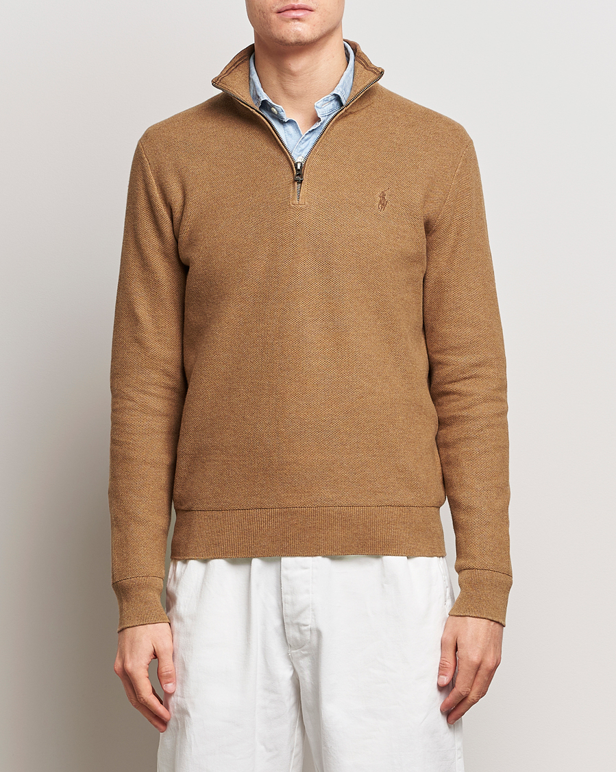 Herre | Trøjer | Polo Ralph Lauren | Textured Half Zip Latte Brown Heather