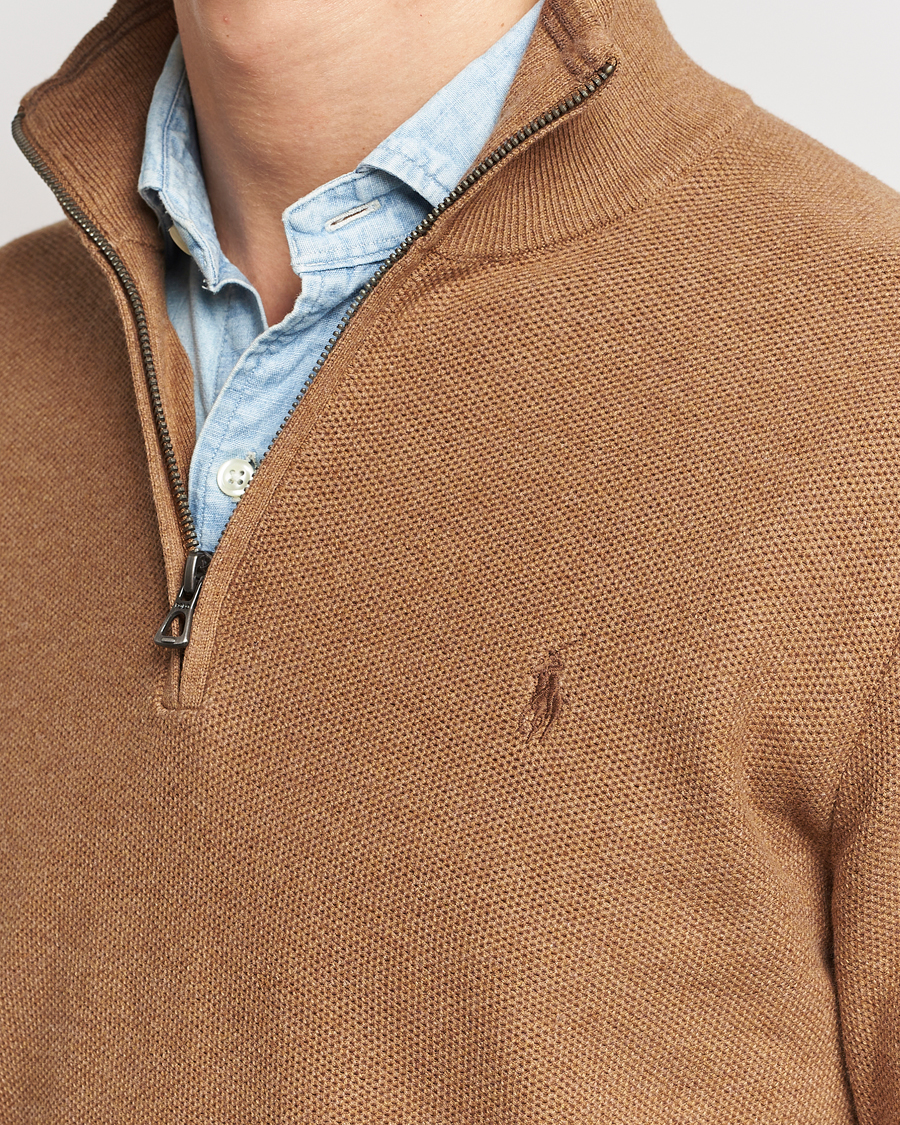 Herre | Trøjer | Polo Ralph Lauren | Textured Half Zip Latte Brown Heather