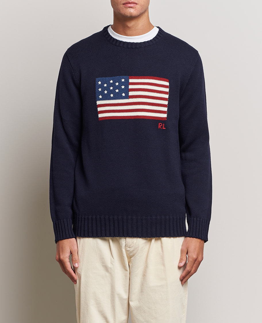 Herre | Strikkede trøjer | Polo Ralph Lauren | Knitted Flag Sweater Hunter Navy