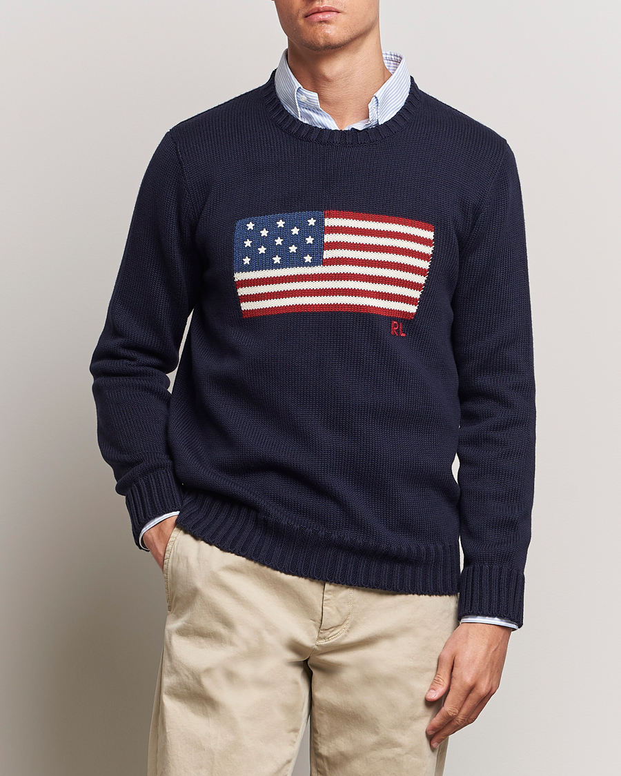 Herre | Trøjer | Polo Ralph Lauren | Cotton Knitted Flag Sweater Hunter Navy