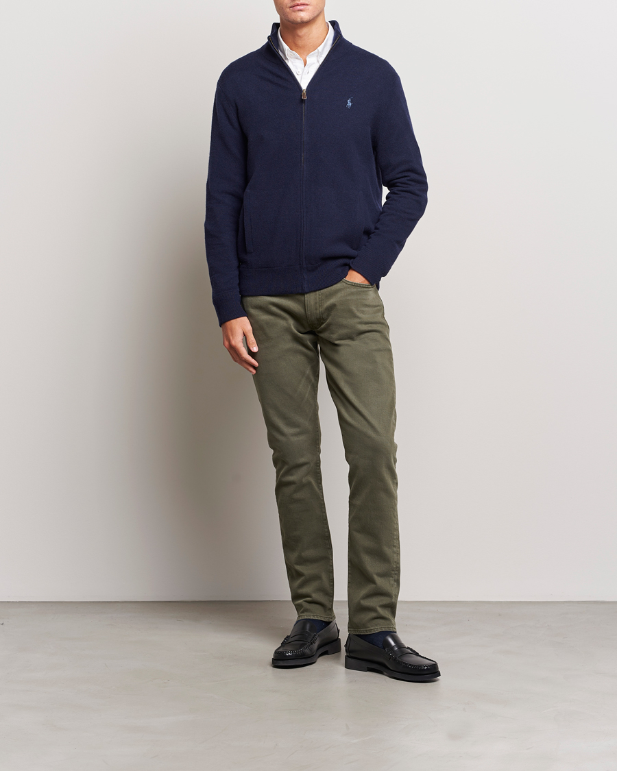 Herre | Trøjer | Polo Ralph Lauren | Merino Knitted Full Zip Sweater Hunter Navy