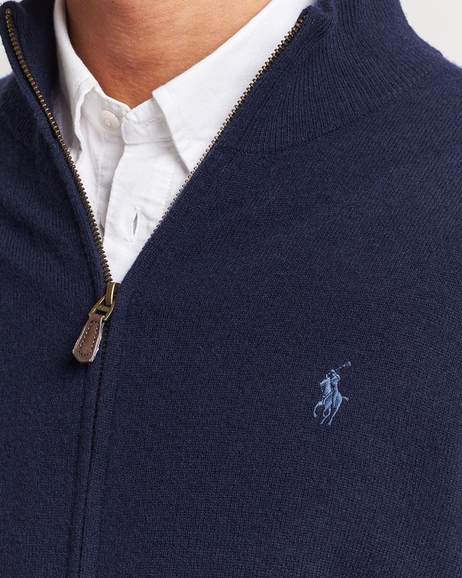 Herre | Trøjer | Polo Ralph Lauren | Merino Knitted Full Zip Sweater Hunter Navy