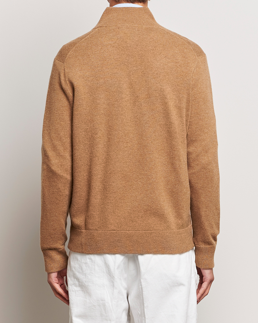 Herre | Trøjer | Polo Ralph Lauren | Merino Knitted Full Zip Sweater Latte Brown Heather