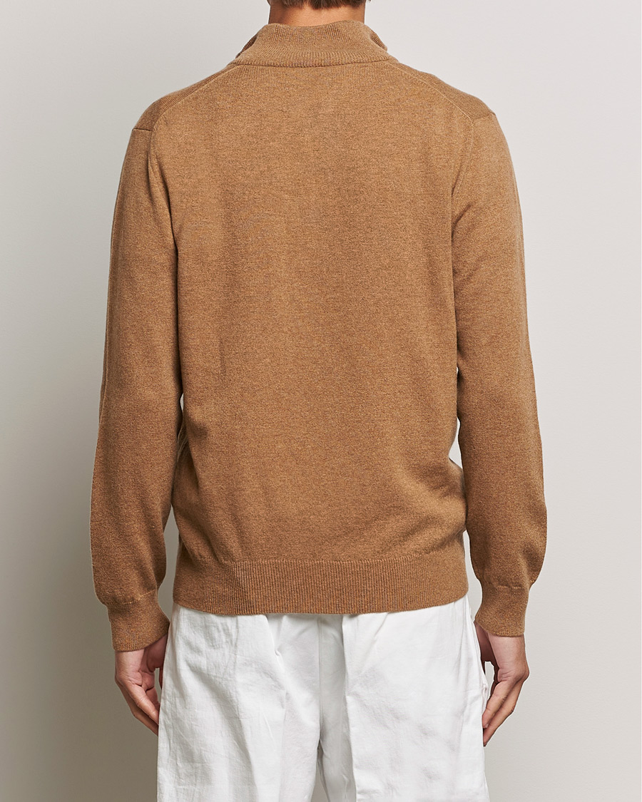 Herre | Trøjer | Polo Ralph Lauren | Merino Knitted Half Zip Sweater Latte Brown Heather
