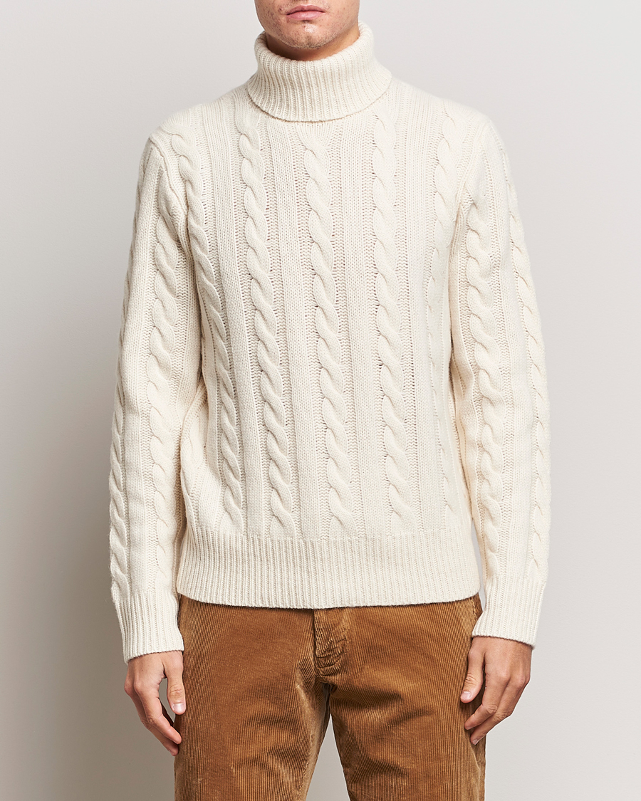 Herre | Rullekravetrøjer | Polo Ralph Lauren | Wool Structured Knitted Sweater Andover Cream