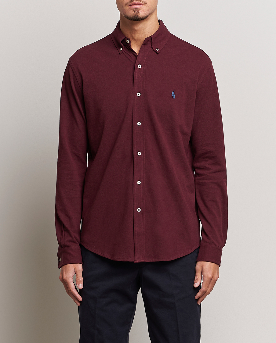 Herre | Skjorter | Polo Ralph Lauren | Slim Fit Featherweight Mesh Shirt Harvard Wine