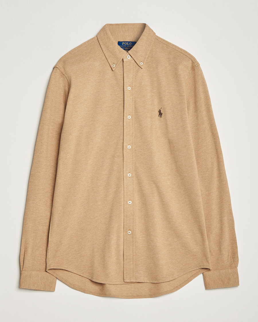 Herre | Skjorter | Polo Ralph Lauren | Slim Fit Featherweight Mesh Shirt Camel Heather
