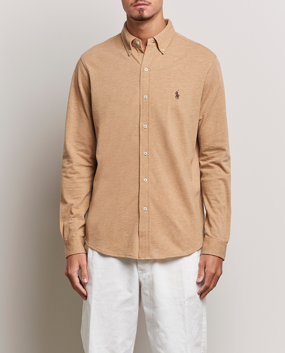 Herre | Skjorter | Polo Ralph Lauren | Slim Fit Featherweight Mesh Shirt Camel Heather