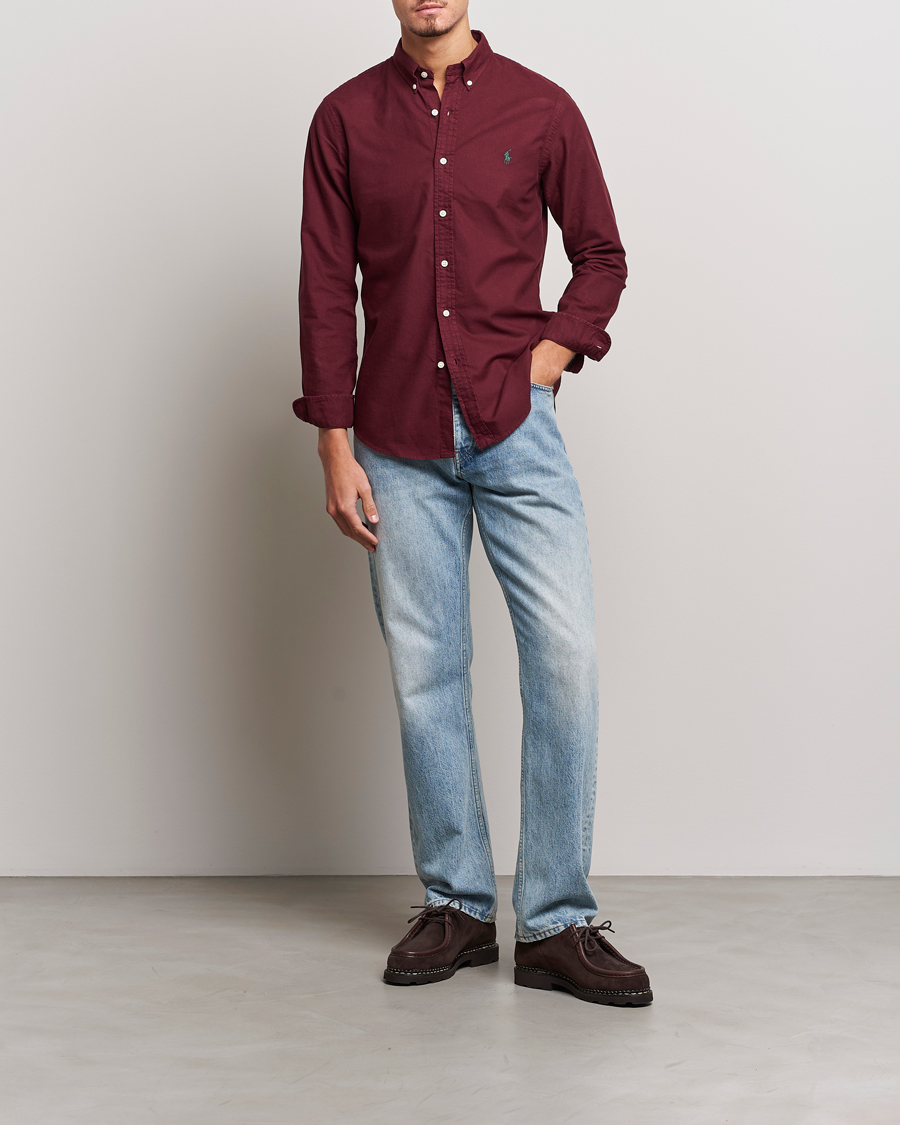 Herre | Skjorter | Polo Ralph Lauren | Slim Fit Garment Dyed Oxford Harvard Wine