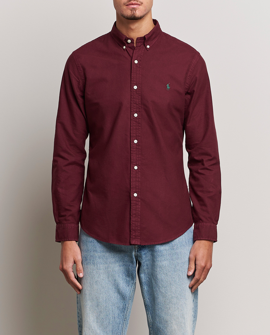 Herre | Skjorter | Polo Ralph Lauren | Slim Fit Garment Dyed Oxford Harvard Wine