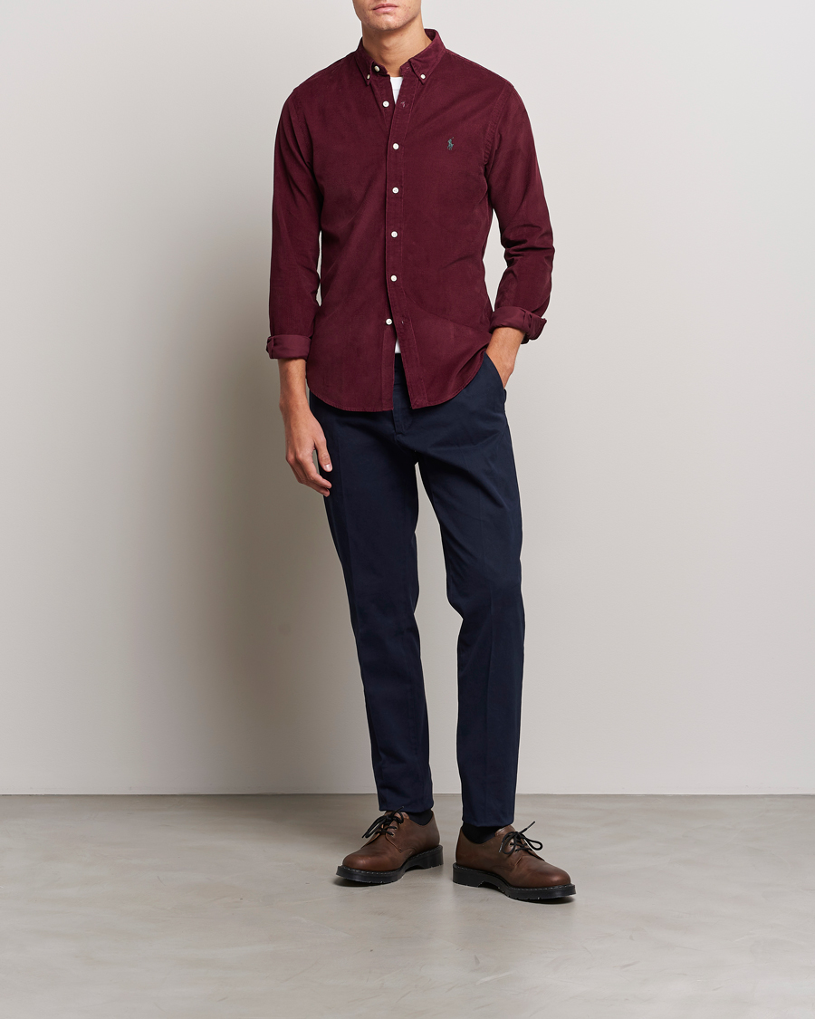 Herre | Skjorter | Polo Ralph Lauren | Slim Fit Corduroy Shirt Harvard Wine