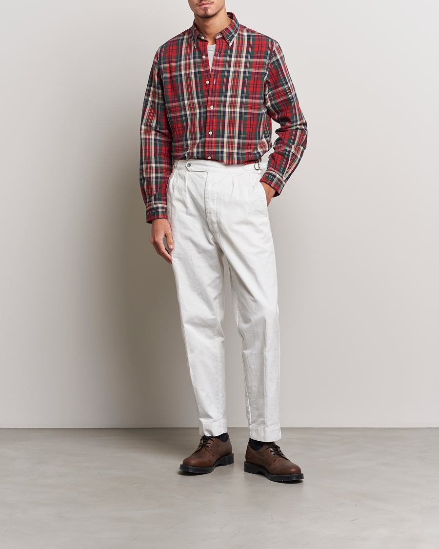 Herre | Skjorter | Polo Ralph Lauren | Custom Fit Checked Oxford Shirt Red/Green