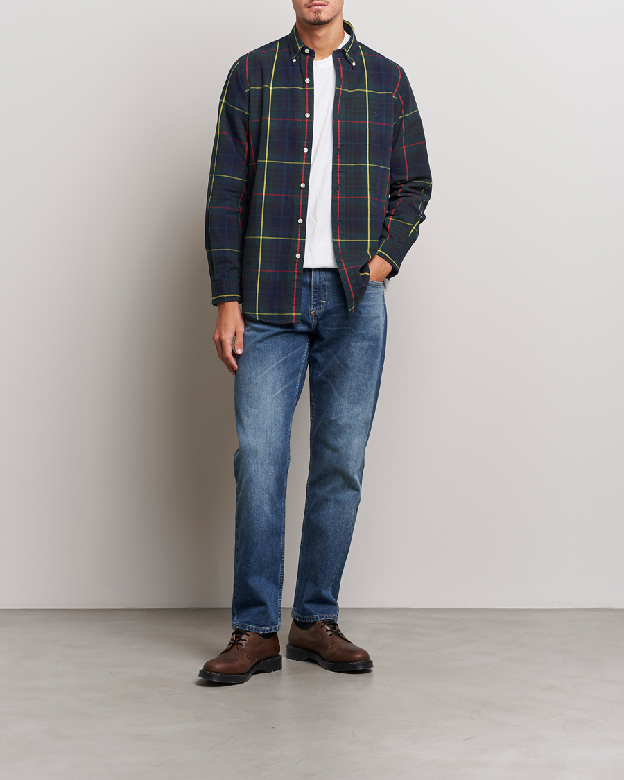 Herre | Skjorter | Polo Ralph Lauren | Custom Fit Checked Oxford Shirt Navy/Green