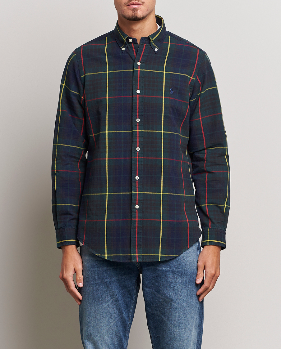 Herre |  | Polo Ralph Lauren | Custom Fit Checked Oxford Shirt Navy/Green