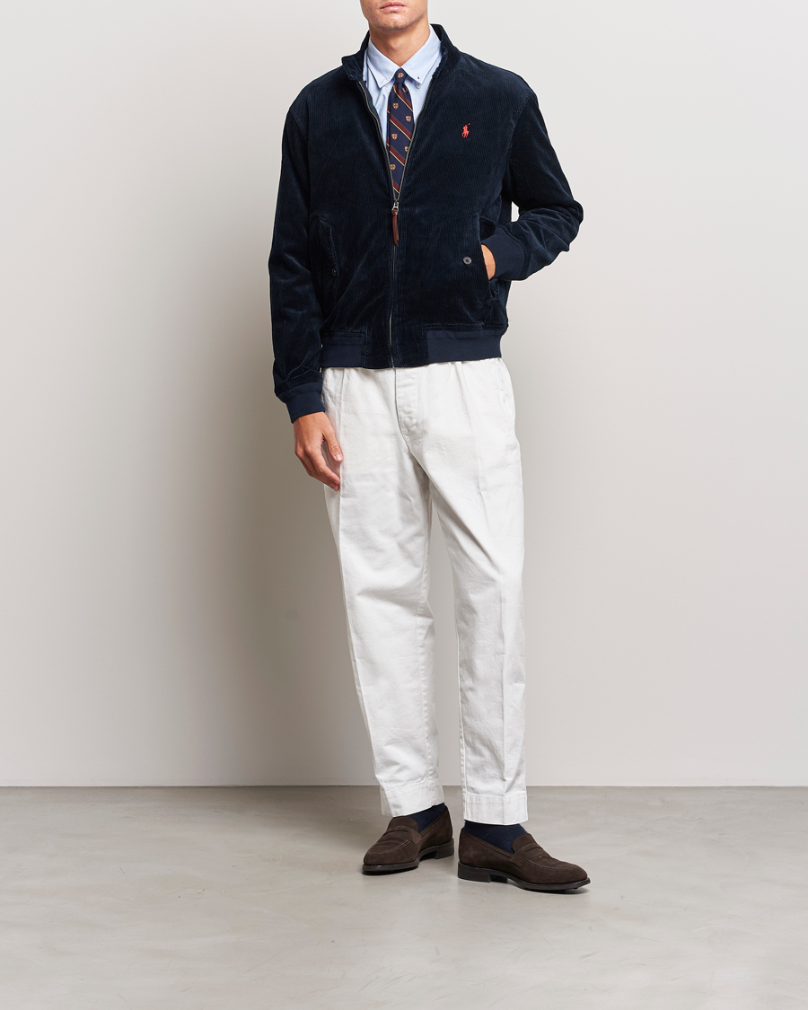 Herre | Jakker | Polo Ralph Lauren | Corduroy Lined Harrington Jacket Aviator Navy