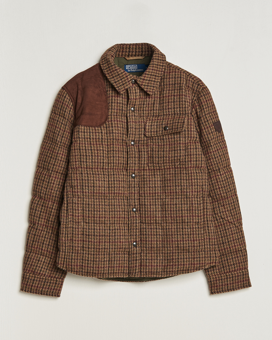 Herre | Jakker | Polo Ralph Lauren | Wool Checked Down Shirt Jacket Brown/Burgundy