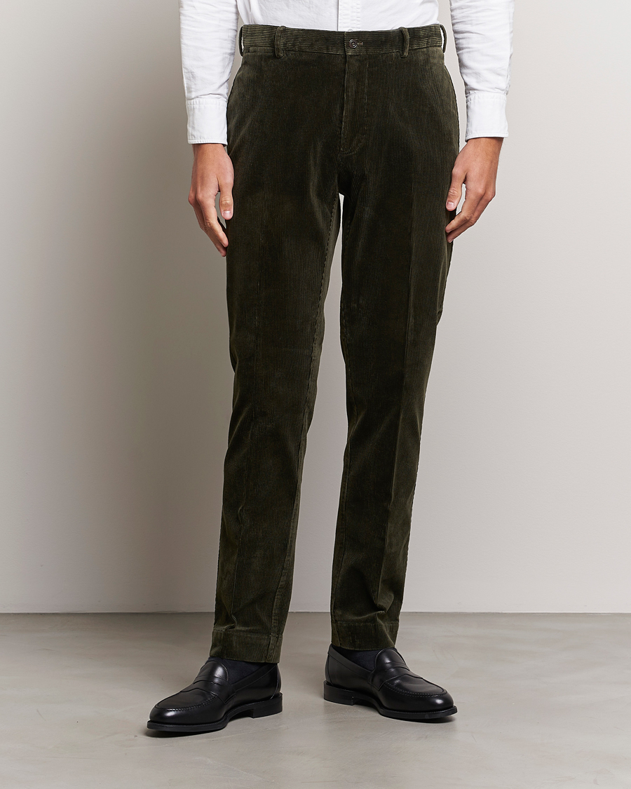 Herre | Fløjlsbukser | Polo Ralph Lauren | Corduroy Pleated Trousers Oil Cloth Green