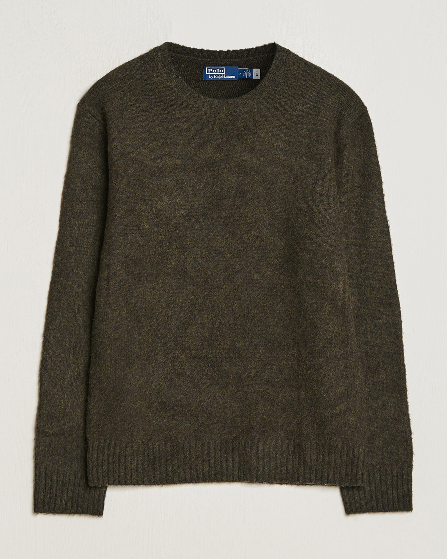 Herre | Trøjer | Polo Ralph Lauren | Wool/Cashmere Patch Crew Neck Dark Olive Heather