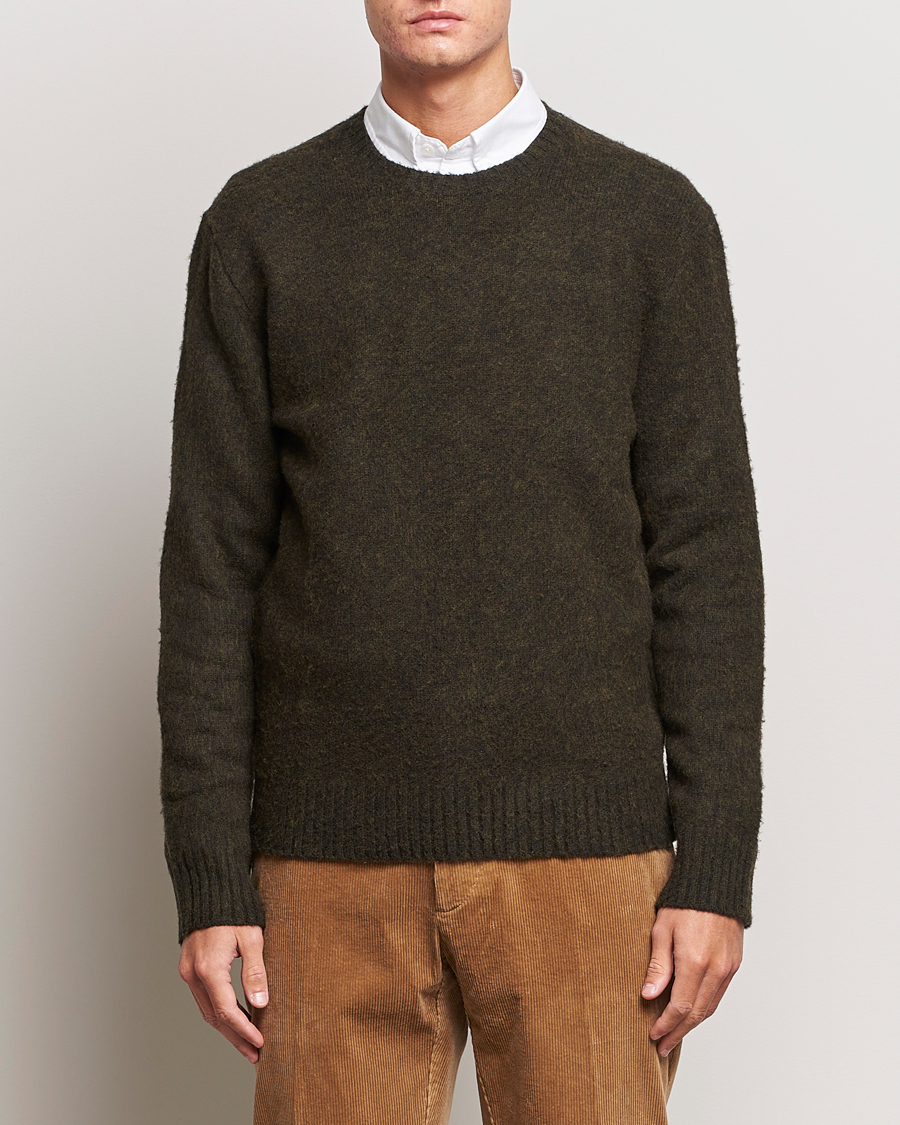Herre | Trøjer | Polo Ralph Lauren | Wool/Cashmere Patch Crew Neck Dark Olive Heather