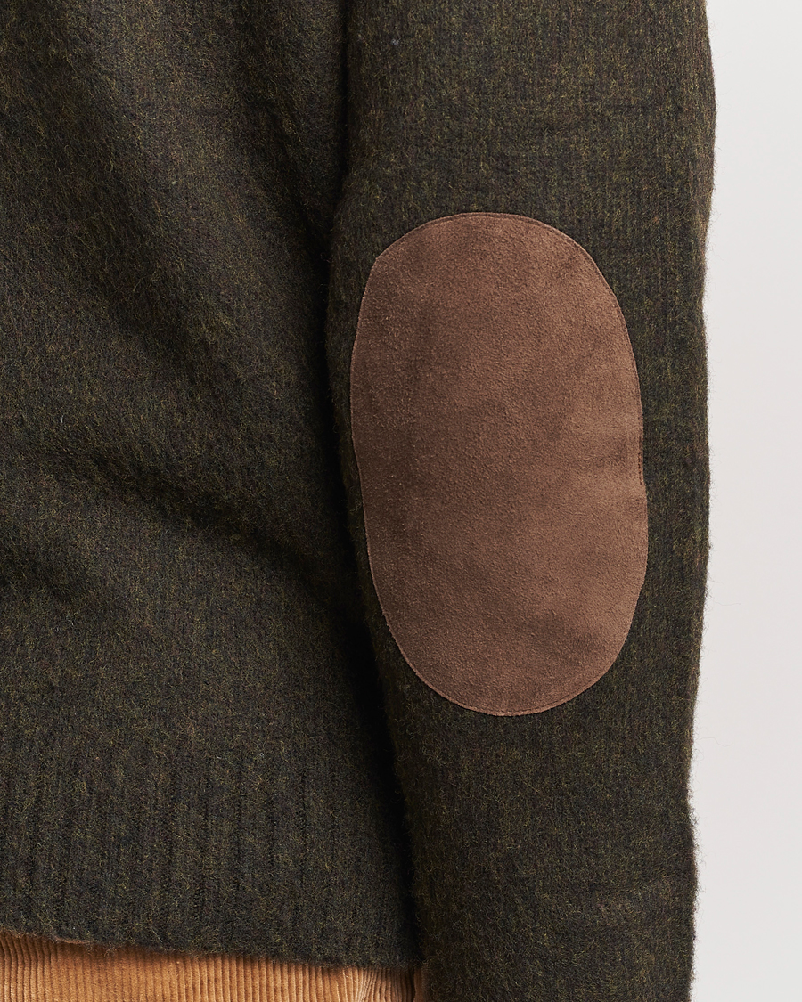 Herre | Trøjer | Polo Ralph Lauren | Wool/Cashmere Patch Crew Neck Dark Olive Heather
