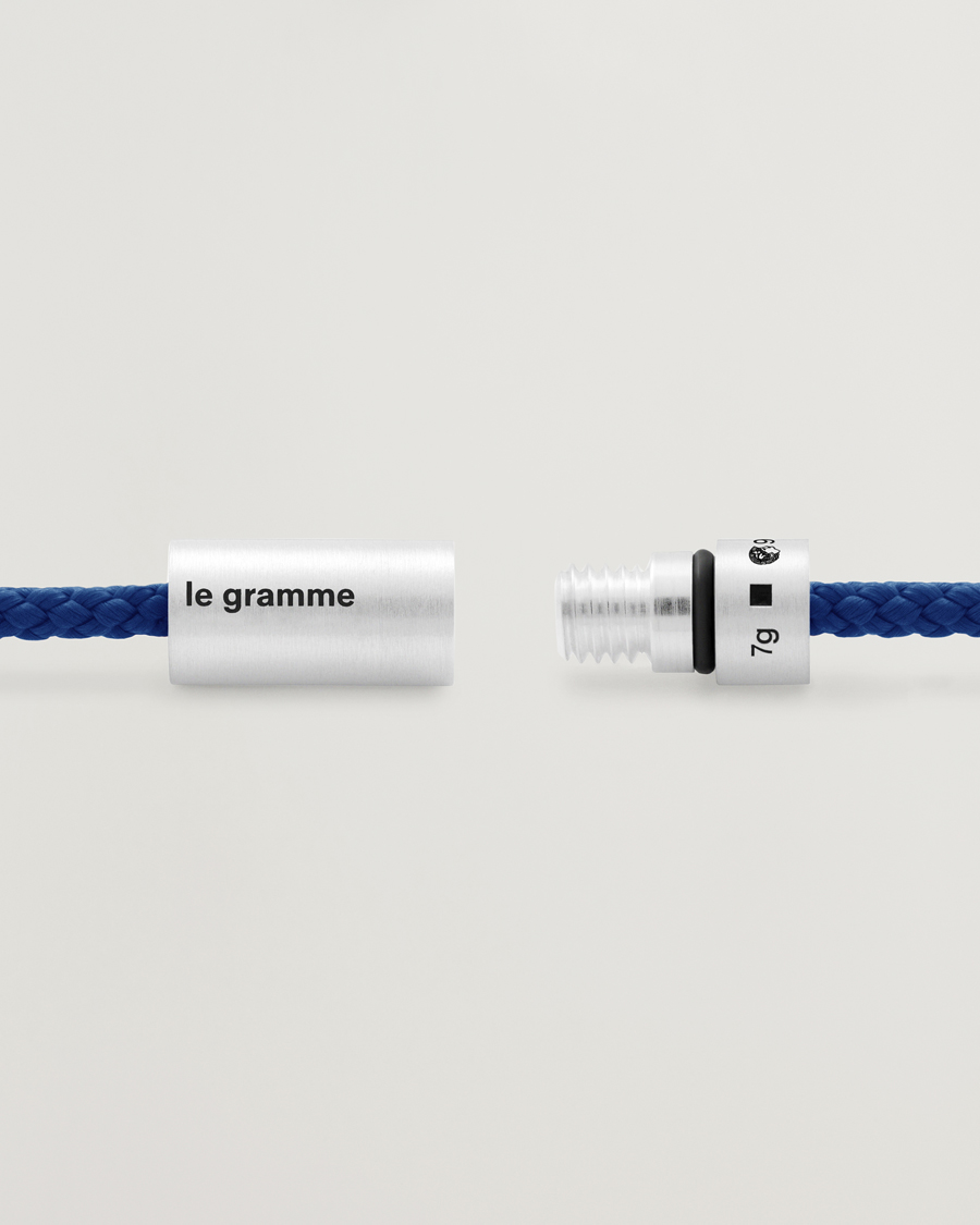 Herre | Tilbehør | LE GRAMME | Nato Cable Bracelet Blue/Sterling Silver 7g