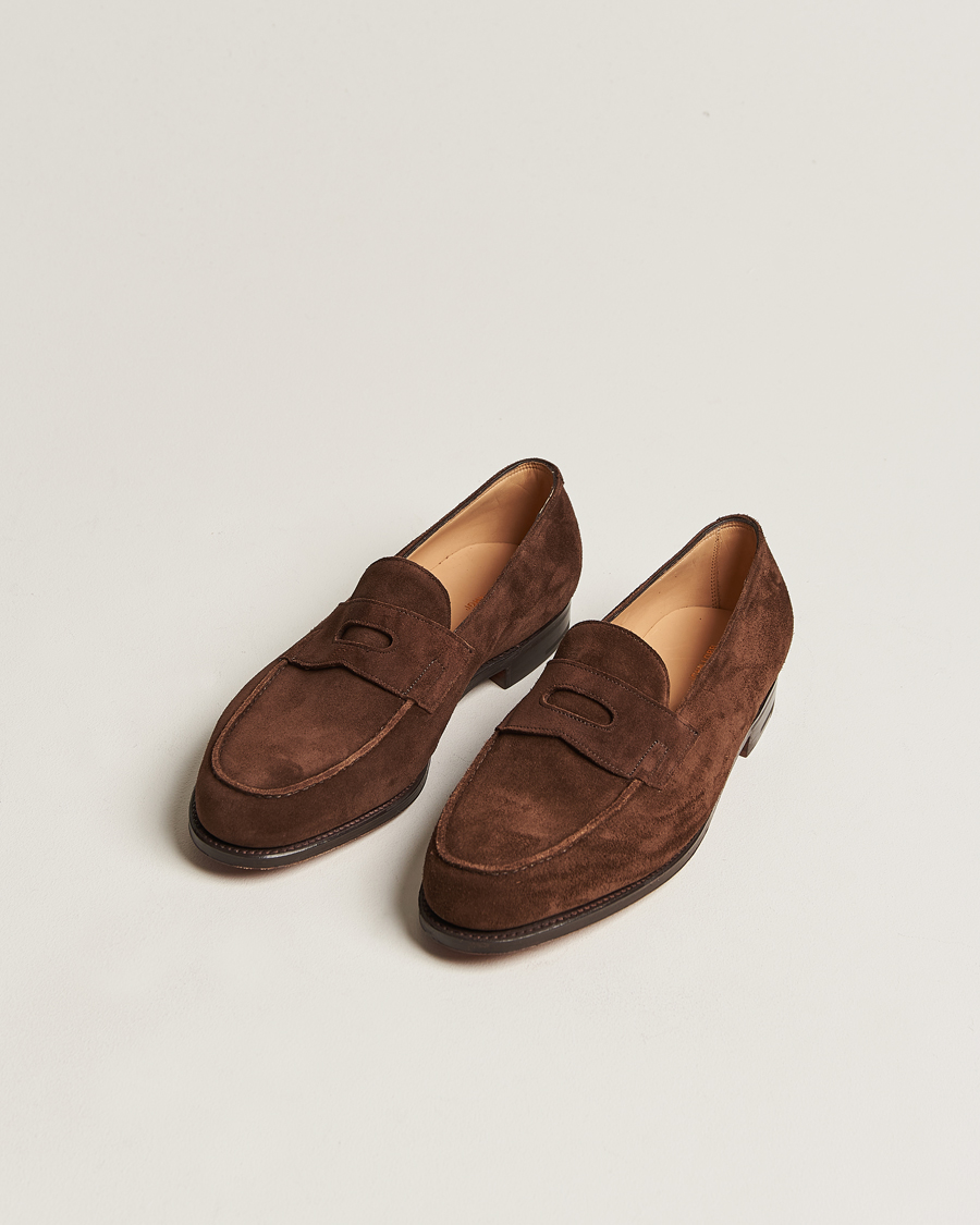 Herre | Best of British | John Lobb | Lopez Penny Loafer Dark Brown Suede