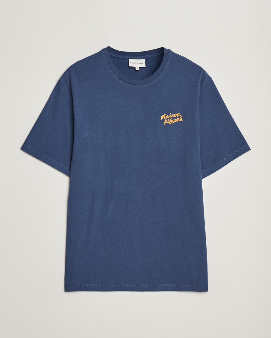 Herre | T-Shirts | Maison Kitsuné | Mini Handwriting T-shirt Blue Denim