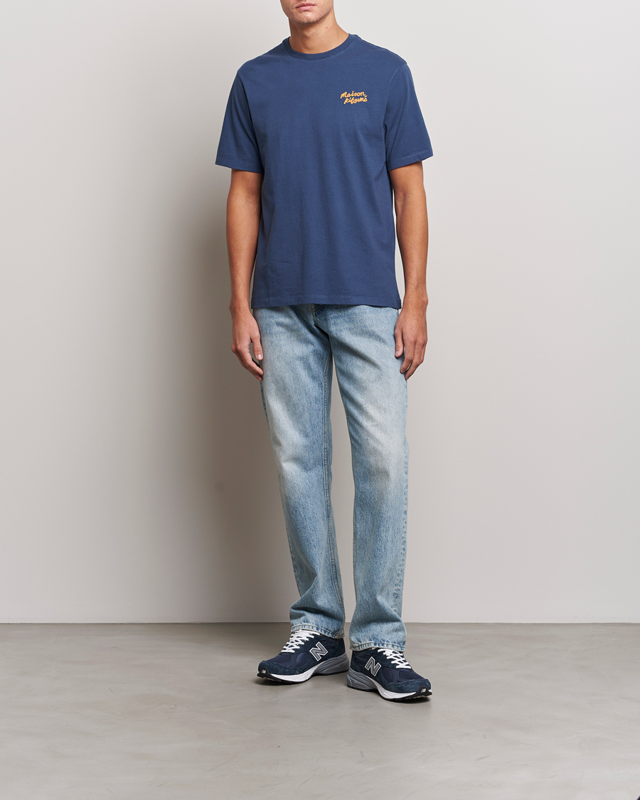 Herre | T-Shirts | Maison Kitsuné | Mini Handwriting T-shirt Blue Denim