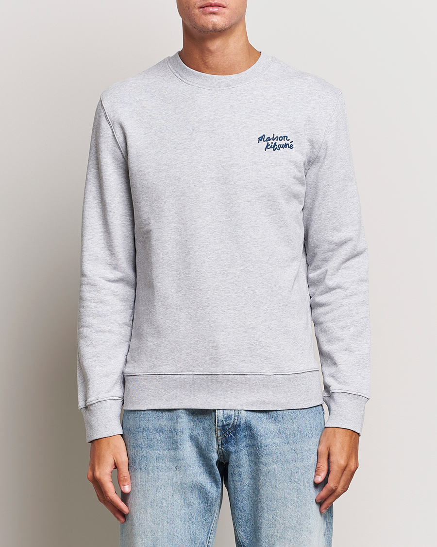 Herre | Trøjer | Maison Kitsuné | Mini Handwriting Sweatshirt Light Grey Melange