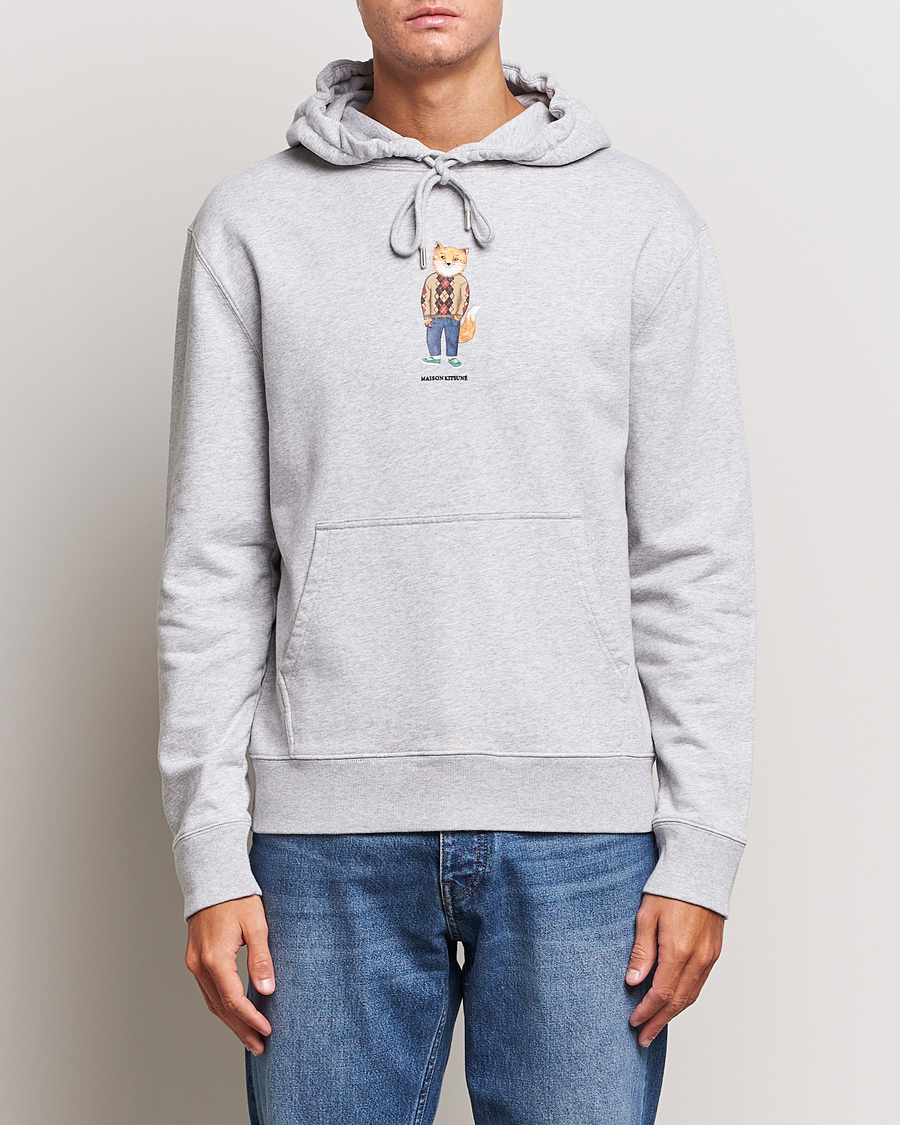 Herre | Maison Kitsuné | Maison Kitsuné | Dressed Fox Hoodie Light Grey Melange