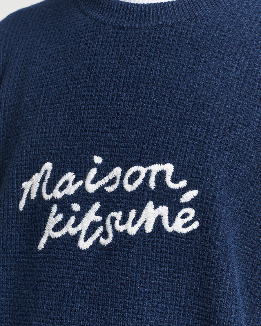 Herre | Trøjer | Maison Kitsuné | Handwriting Wool Crew Neck Sweater Ink Blue