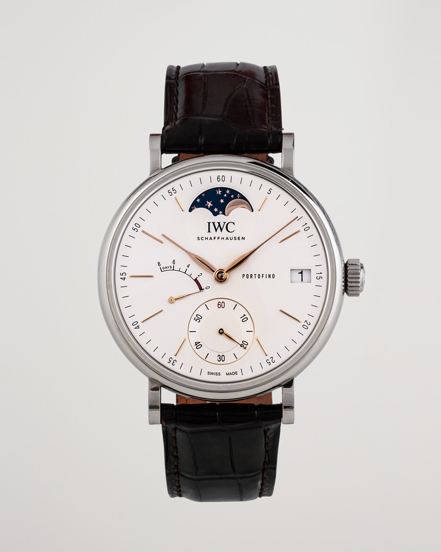 Herre | IWC Pre-Owned Portofino Moon Phase IW516401 Steel White | IWC Pre-Owned | Portofino Moon Phase IW516401 Steel White