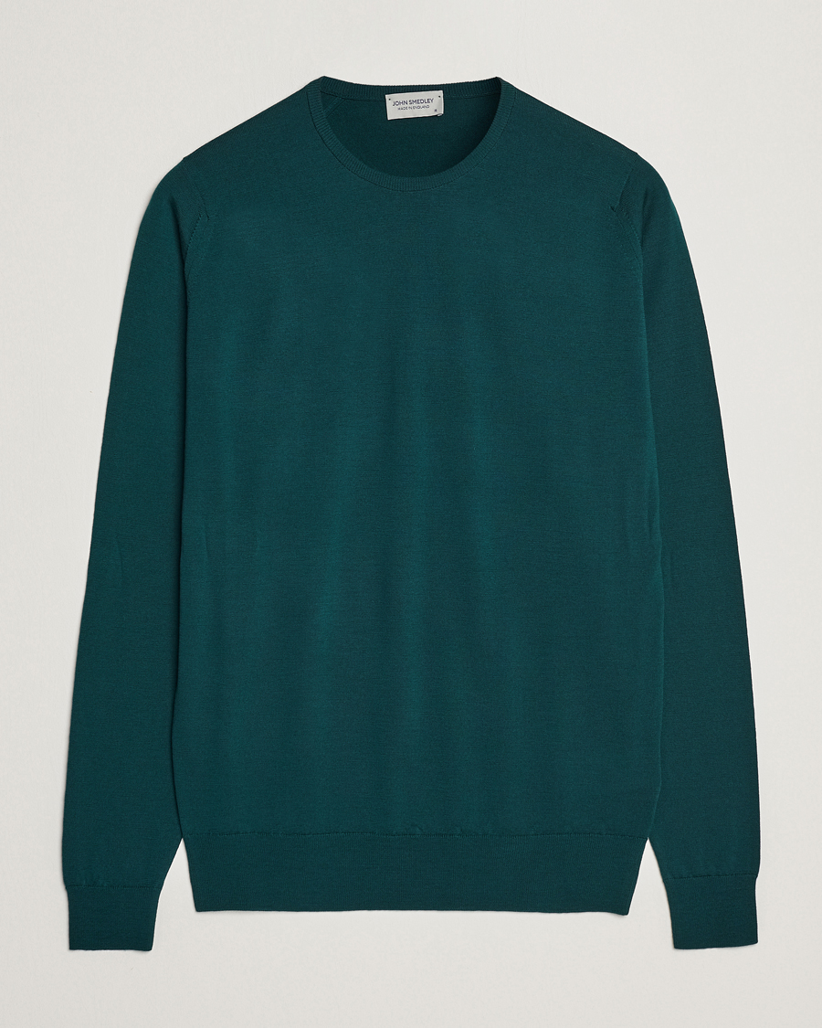 Herre | Trøjer | John Smedley | Lundy Extra Fine Merino Crew Neck Pine Green