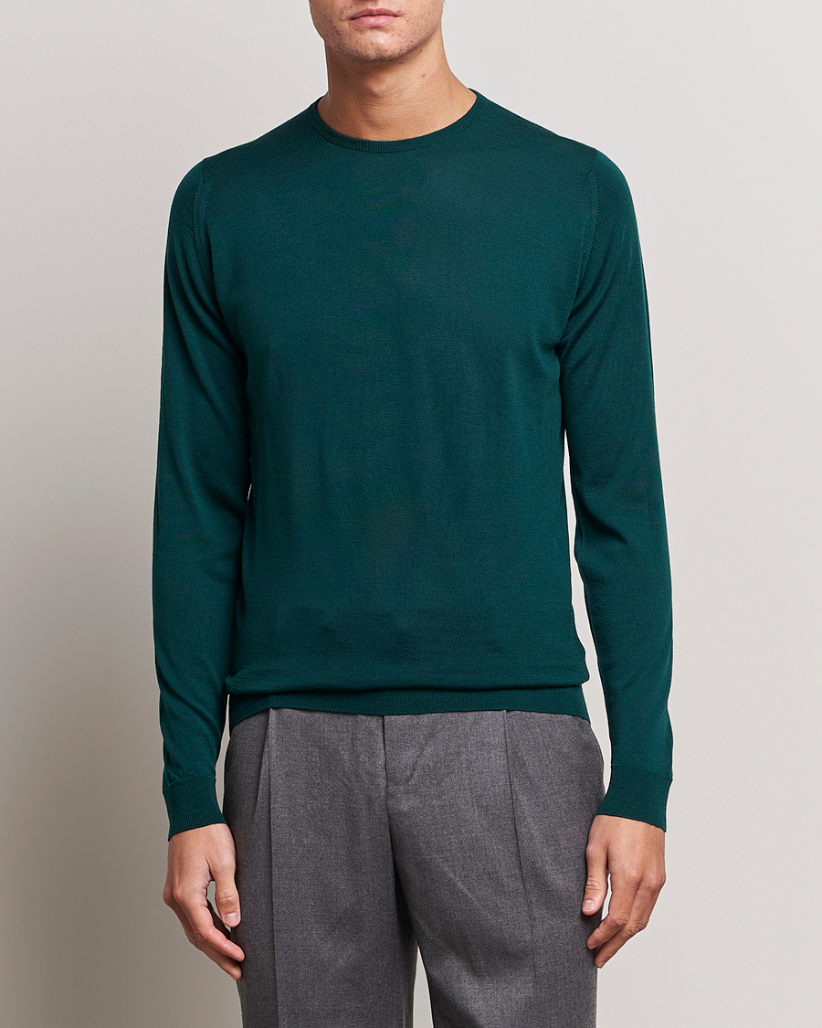 Herre | Trøjer | John Smedley | Lundy Extra Fine Merino Crew Neck Pine Green
