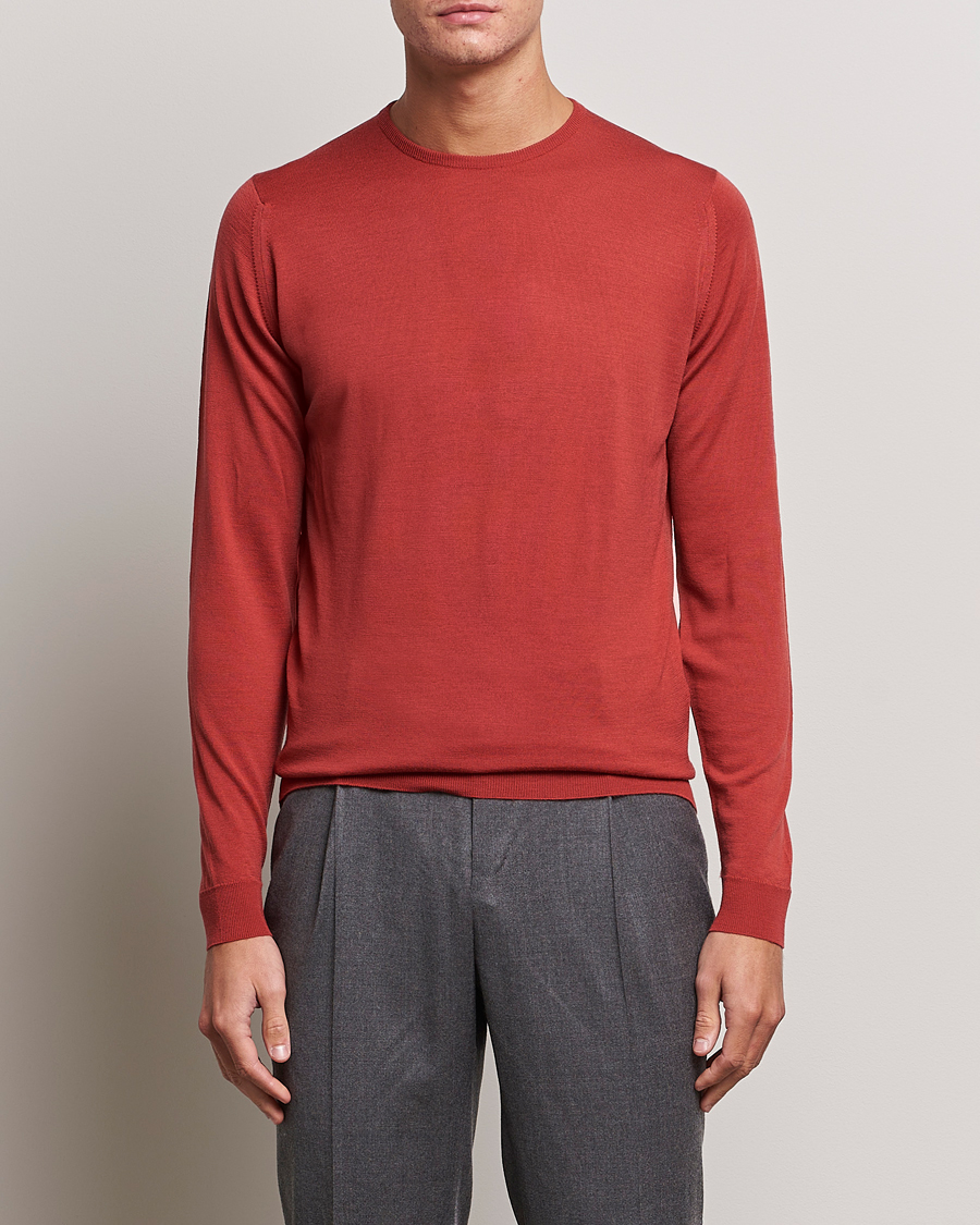 Herre | Trøjer | John Smedley | Lundy Extra Fine Merino Crew Neck Redwood