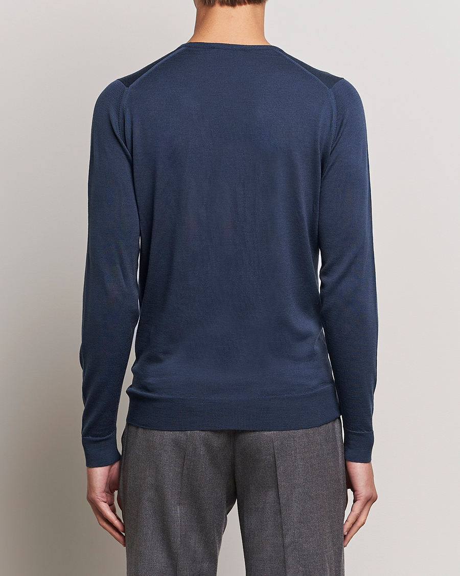Herre | Trøjer | John Smedley | Lundy Extra Fine Merino Crew Neck Smoke Blue