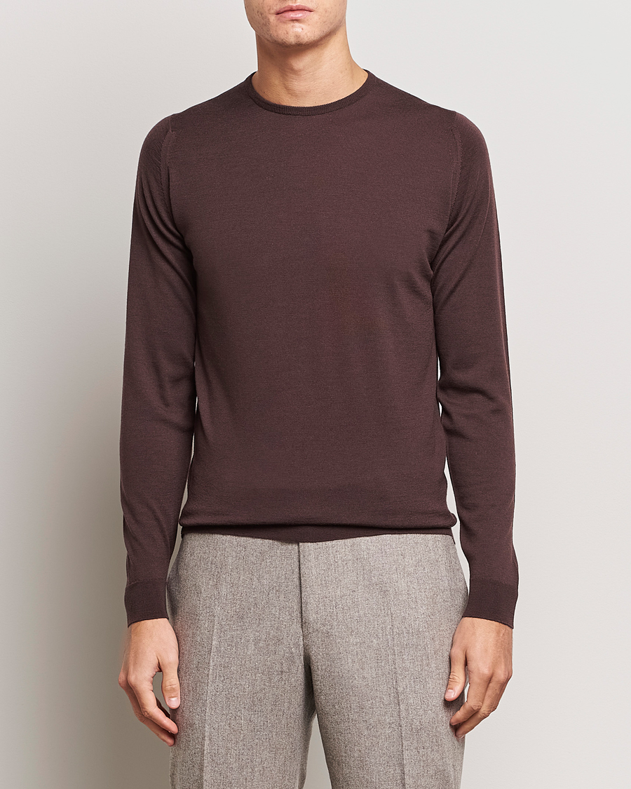 Herre | Trøjer | John Smedley | Lundy Extra Fine Merino Crew Neck Truffle Brown