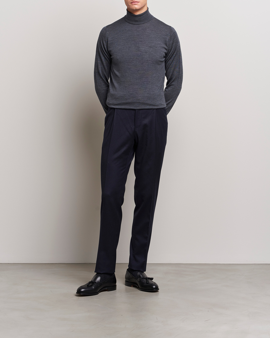 Herre | Trøjer | John Smedley | Cherwell Extra Fine Merino Rollneck Charcoal