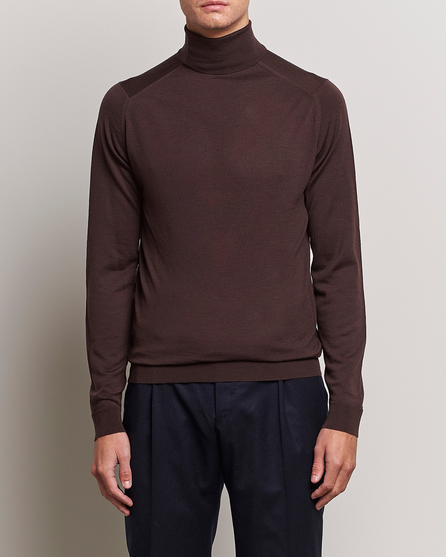 Herre | Rullekravetrøjer | John Smedley | Cherwell Extra Fine Merino Rollneck Truffle Brown