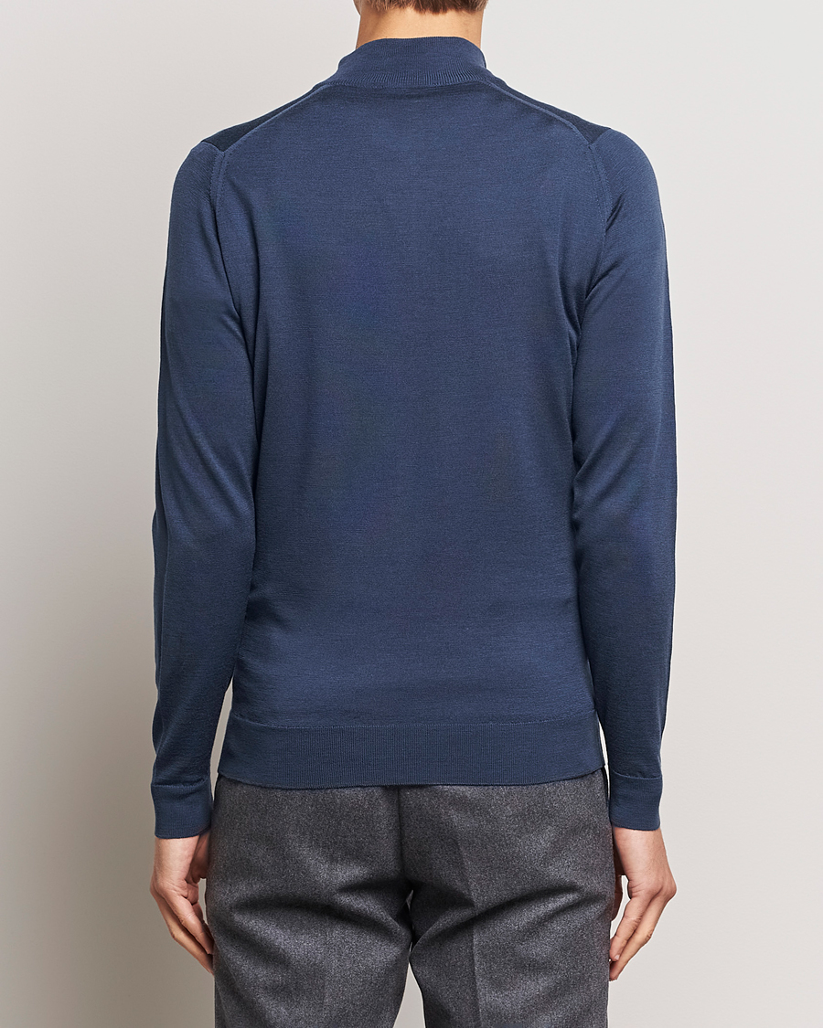 Herre | Trøjer | John Smedley | Barrow Extra Fine Merino Half Zip Smoke Blue
