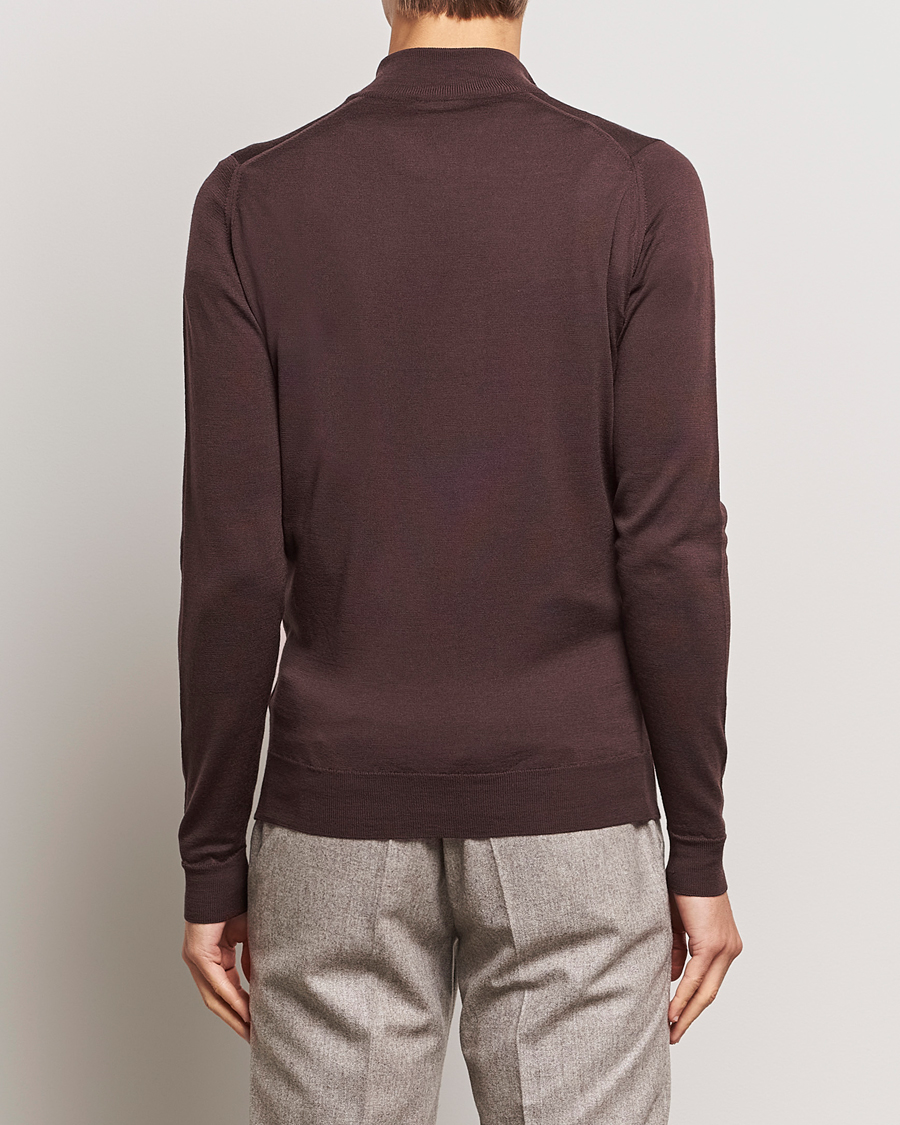 Herre | Trøjer | John Smedley | Barrow Extra Fine Merino Half Zip Truffle Brown