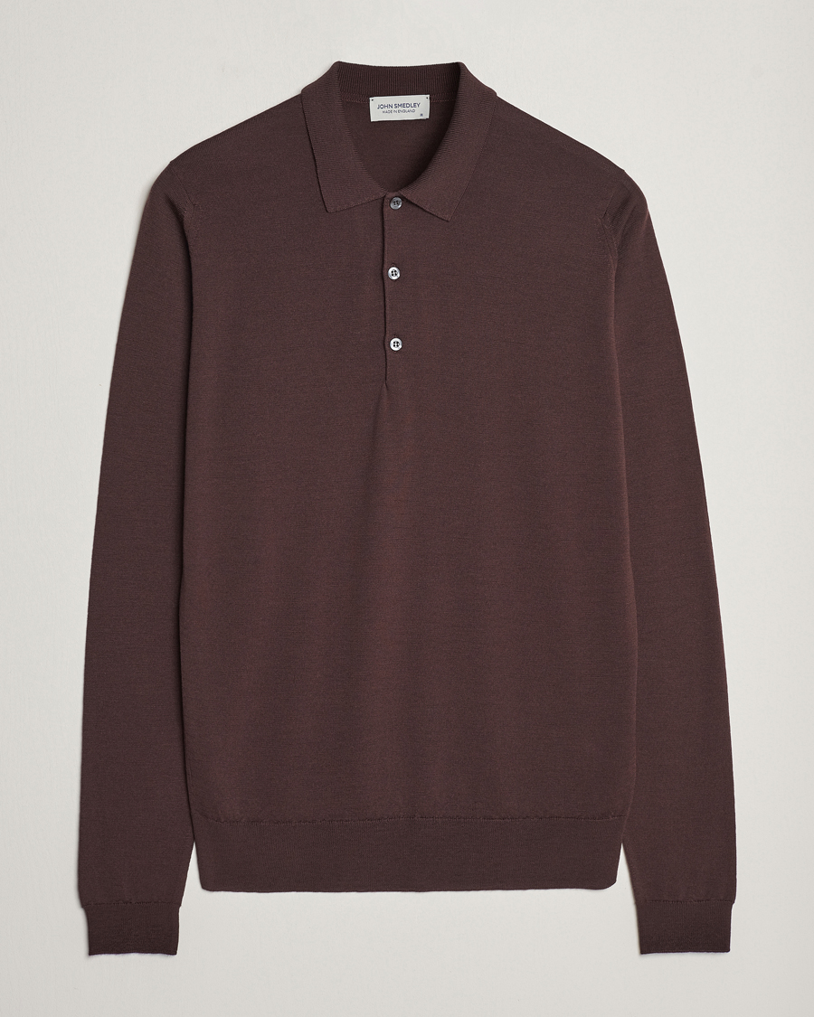 Herre | Trøjer | John Smedley | Belper Extra Fine Merino Polo Pullover Truffle Brown