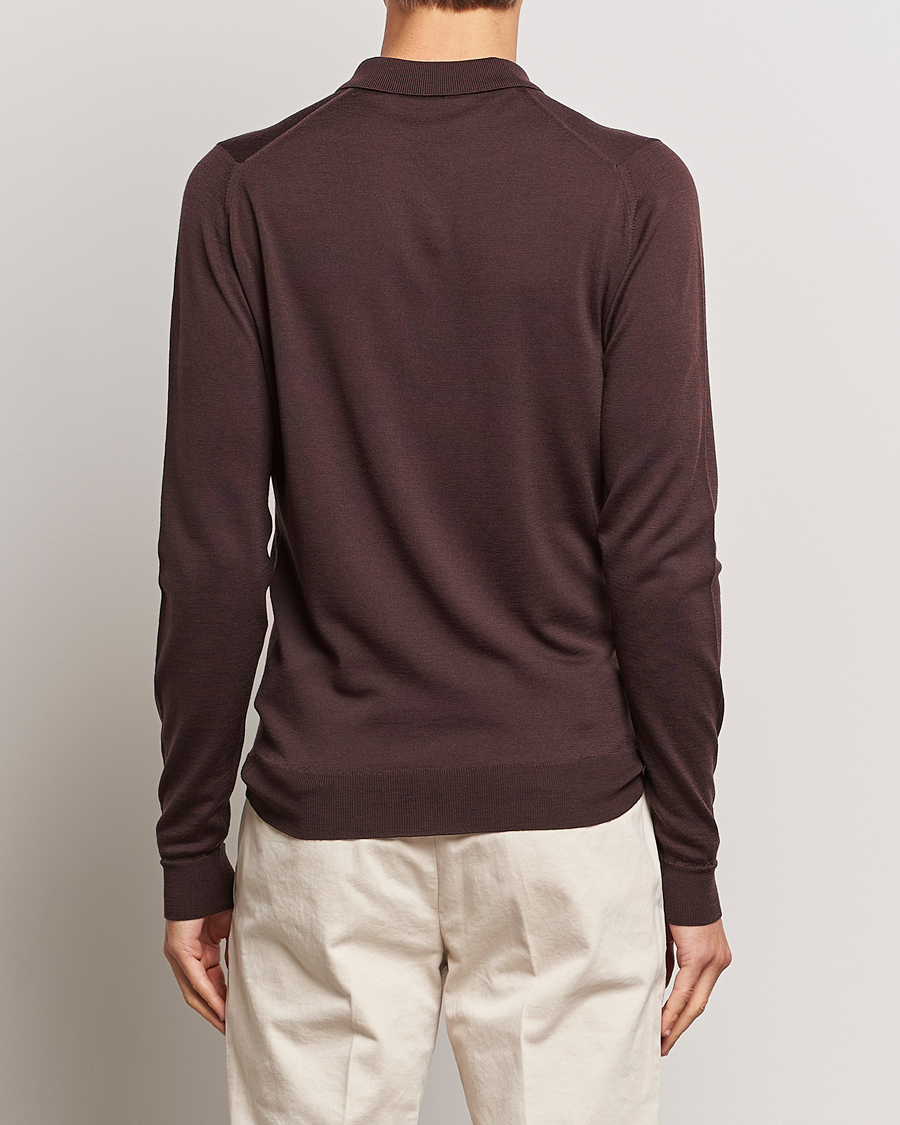 Herre | Trøjer | John Smedley | Belper Extra Fine Merino Polo Pullover Truffle Brown