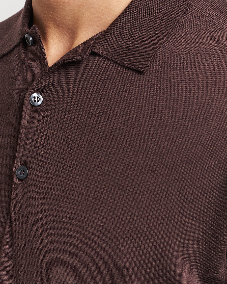 Herre | Trøjer | John Smedley | Belper Extra Fine Merino Polo Pullover Truffle Brown