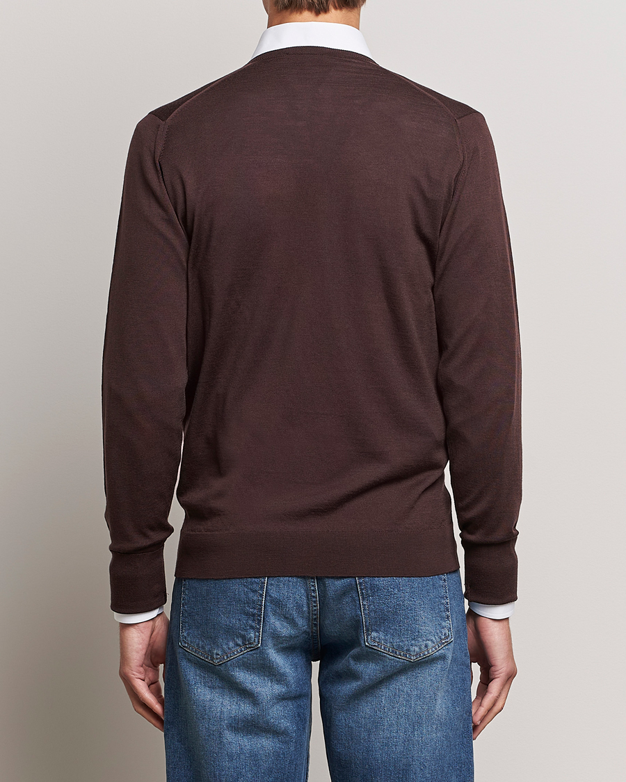 Herre | Trøjer | John Smedley | Bobby Extra Fine Merino V-Neck Pullover Truffle Brown